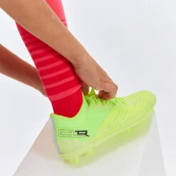 Kipsta Kids' Lace-Up Football Boots CLR Turf TF -Decathlon kids lace up football boots clr turf neon yellow 8