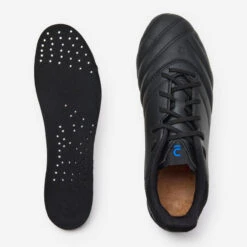 Kipsta Kids' Lace-Up Leather Football Boots Viralto II MG/AG - Black/Lightning -Decathlon kids lace up leather football boots viralto ii mgag blacklightning 9