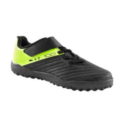Kipsta Kids' Rip-Tab Turf Football Boots 100 Easy TF - Black/Yellow