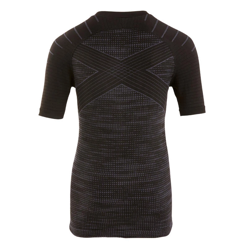 Kipsta Kids' Short-Sleeved Thermal Base Layer Top Keepdry 500 - Black 4 Kipsta Kids' Short-Sleeved Thermal Base Layer Top Keepdry 500 - Black - Image 2