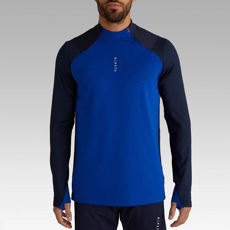 Kipsta T500 Adult 1/2 Zip Football Training Sweatshirt - Carbon 4 Kipsta T500 Adult 1/2 Zip Football Training Sweatshirt - Carbon - Image 2