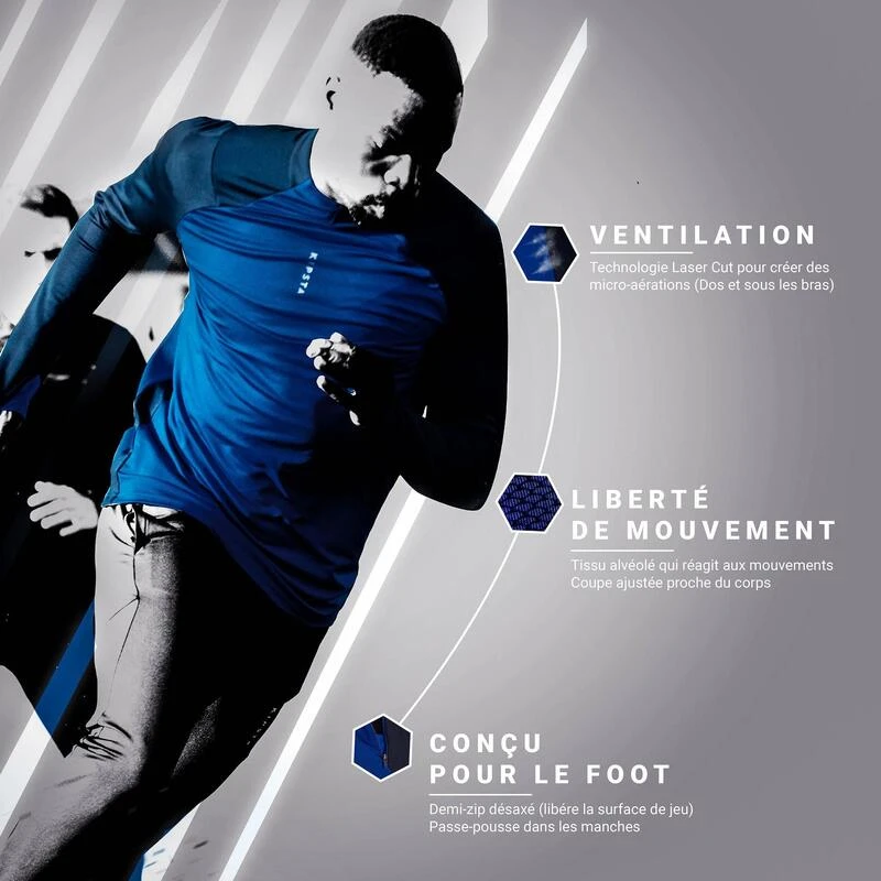 Kipsta T500 Adult 1/2 Zip Football Training Sweatshirt - Carbon 15 Kipsta T500 Adult 1/2 Zip Football Training Sweatshirt - Carbon - Image 13