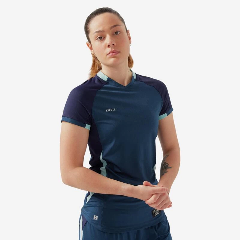 Kipsta Women's Short-Sleeved Slim Cut Football Shirt - Blue 4 Kipsta Women's Short-Sleeved Slim Cut Football Shirt - Blue - Image 2