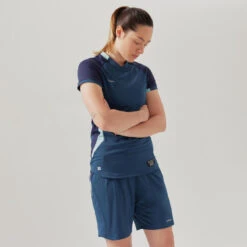 Kipsta Women's Short-Sleeved Slim Cut Football Shirt - Blue 19 Kipsta Women's Short-Sleeved Slim Cut Football Shirt - Blue -Decathlon womens short sleeved slim cut football shirt blue 7